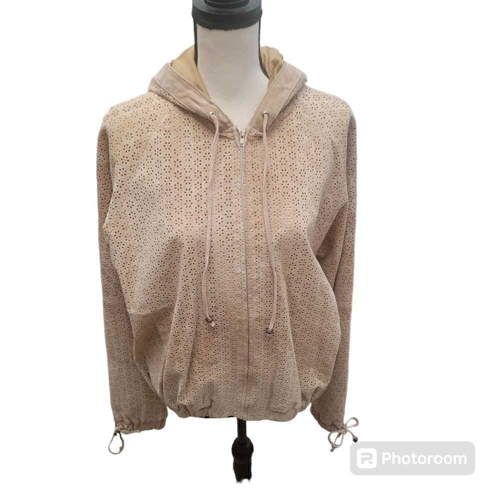 Margaret Godfrey Vintage Suede Leather Hooded Jacket. Size XL.